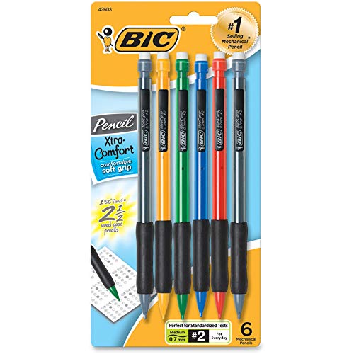Bic Mechanical Pencil, 0.7mm, Rubber Grip, Non-Refillable, 6/Pack, (BICMPGP61) by BIC