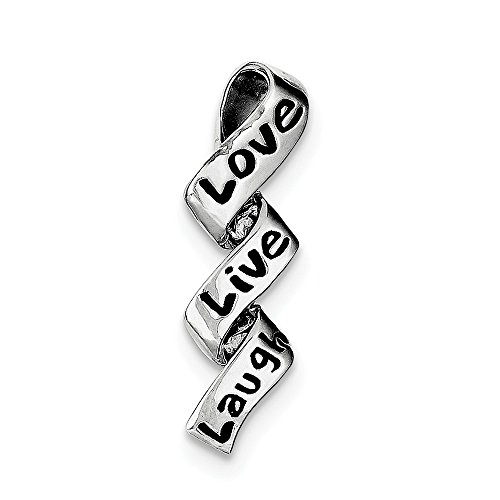 楽天AJIMURA-SHOP【中古】【未使用・未開封品】Black Bow Jewelry スターリングシルバーとエナメル Love, Live, Laugh リボンスタイルペンダント
