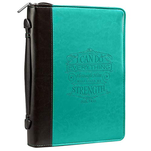 【中古】【未使用・未開封品】Christian Art Gifts フェイクレザー 聖書カバー 男女兼用 ファスナー付きケース 聖書や本用 取っ手付き M