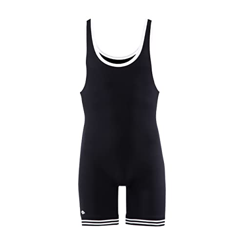 【中古】【未使用 未開封品】(Youth Large, Black/White) - Matman Wrestling Youth Boys Double Knit Nylon Singlet