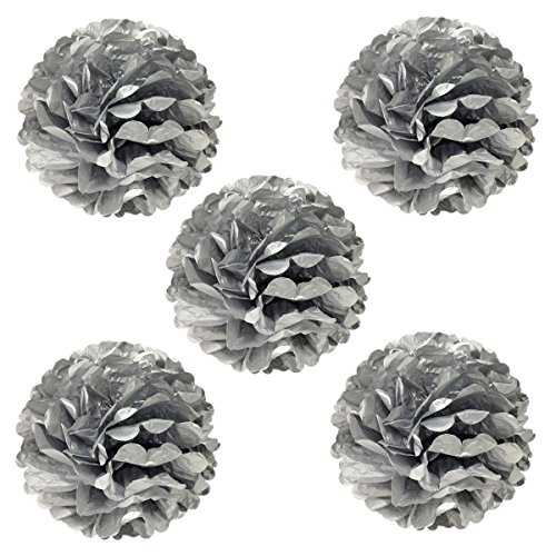 (Metallic Silver) - Wrapables Tissue Pom Poms Party Decorations for Weddings, Birthday Parties and Baby Showers, 20cm, Metallic Silver,