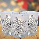 【中古】【未使用・未開封品】(3 Votive Holders) - Snowflake Votive Candleholders with Flameless...