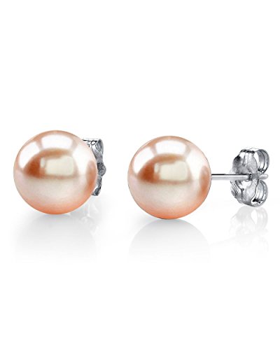 【中古】【未使用・未開封品】14K Gold AAAA Quality Round Peach Freshwater Cultured Pearl Stud Ear..