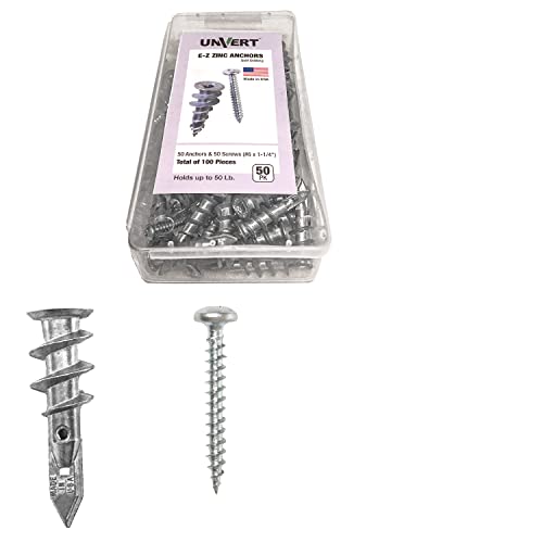 【中古】【未使用・未開封品】E-Z Ancor kit, 50 Zinc Self Drilling Drywall Anchors with 50 Phillip Screws 8 x 1-1/4