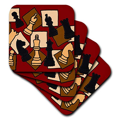 【中古】【未使用・未開封品】(set-of-8-Soft) - 3dRose cst_200129_2 Fun Chess Game Pieces Art Abstract Soft Coasters, Set of 8