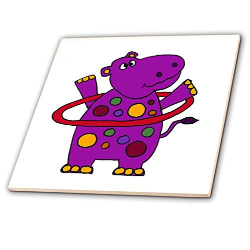 【中古】【未使用・未開封品】3dRose ct_200158_4 面白い 紫のカバ フラフープ セラミックタイル 12インチ