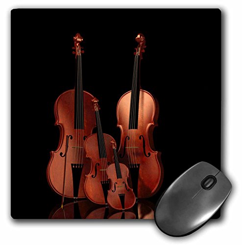 3dRose String Instruments バイオリン、バス&セロリマウスパッド、8インチ x 8インチ (mp_200920_1)