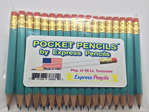 【中古】【未使用・未開封品】With Half鉛筆消しゴム???ゴルフ、教室、Pew、ショート、六角形、Sharpened、# 2鉛筆、Mini???色???ライトターコイズ、Pkgの36ポケット