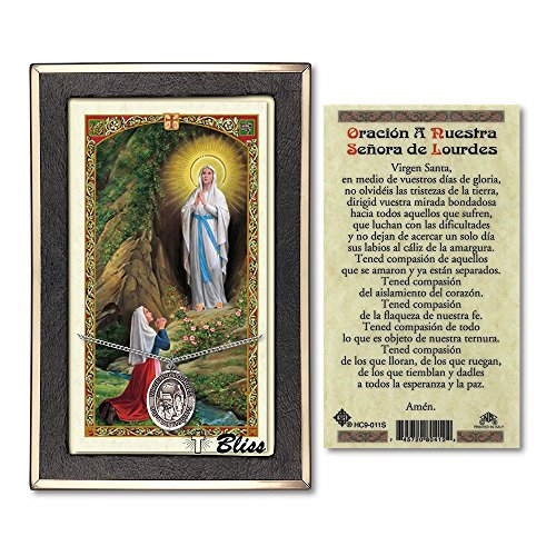 【中古】【未使用・未開封品】ピューターVirgen delルルドの18インチ縁石チェーンwith a prayer to our Lady of Lourdes Prayerカード