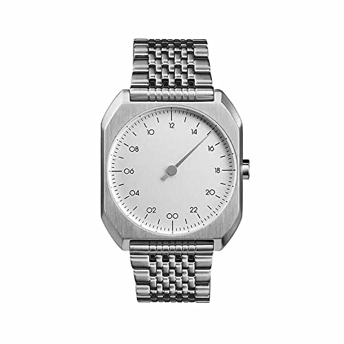 【中古】【未使用・未開封品】slow Mo 01 - スイス製片手24時間腕時計 - シルバースチール
