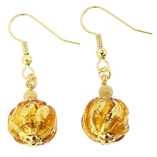 【中古】【未使用・未開封品】GlassOfVenice ムラーノガラス ロイヤルコニャックボールイヤリング