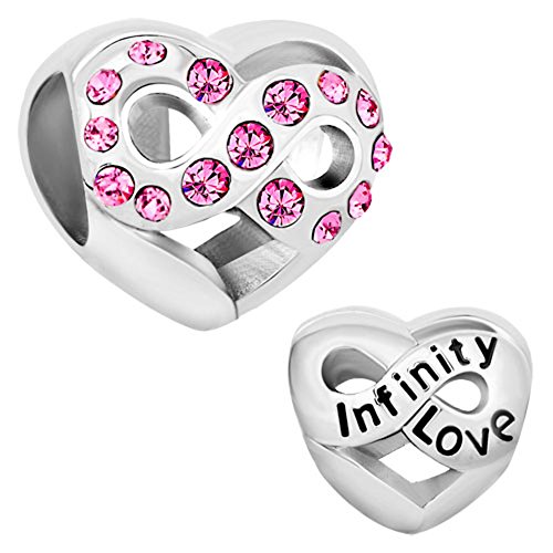 【中古】【未使用・未開封品】Heart Love Infinity チャーム セールジュエリー ピンク 人工誕生石 合成クリスタルビーズ チャームブレスレット用