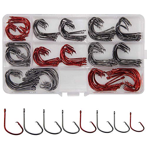 【中古】【未使用 未開封品】Shaddock Fishing 160pcs/box 7381 Offset Sport Circle Hooks Black High Carbon Steel Octopus Fishing Hooks-Size: 1-5/0