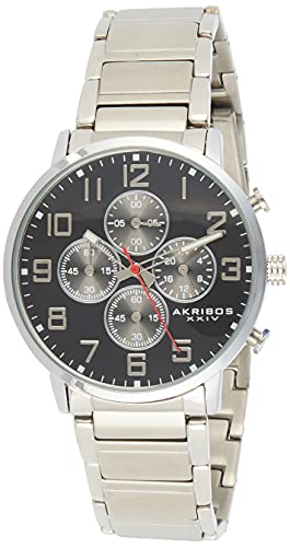 【中古】【未使用・未開封品】Akribos XXIV Men 's ak810ssbクロノグラフクオーツMovement Watch with Black Dial andステンレススチールブレスレット