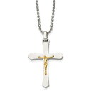 【中古】【未使用・未開封品】Chiselステンレススチール14?Kゴールドアクセント十字架ペンダントネックレス22?