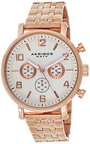 楽天AJIMURA-SHOP【中古】【未使用・未開封品】Akribos XXIV Men 's ak800rgクロノグラフクオーツMovement Watch with White Dial andローズゴールドステンレススチールブレスレット