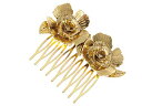 【中古】【未使用 未開封品】Golden Tone Metal Two Petalled Rose Small Fashion Hair Comb