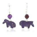 【中古】【未使用・未開封品】Horse Fetish $ 90小売タグAuthentic Made by Charlene Little NavajoシルバーフックジャスパーとメノウNative Americanイヤリング(4)