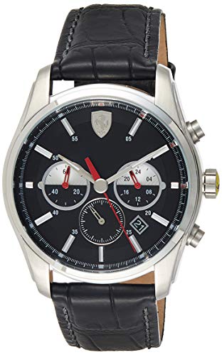 【中古】【未使用 未開封品】FERRARI MEN 039 S LEATHER BAND STEEL CASE QUARTZ BLACK DIAL WATCH 0830200