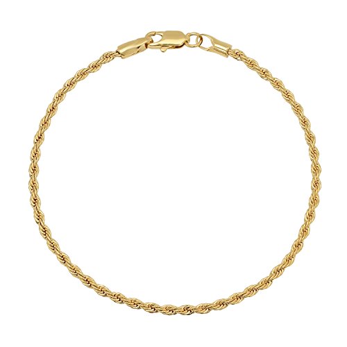 Rakuten - 【中古】【未使用・未開封品】2.4mm 14K イエローゴールドメッキ ツイストロープチェーンブレスレット 7 inches ゴールド