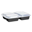 【中古】【未使用・未開封品】Reditainer 3-Compartment Microwave Safe Food Container with Lid/Divided Plate/Lunch Tray with Cover, Black, by Reditainer