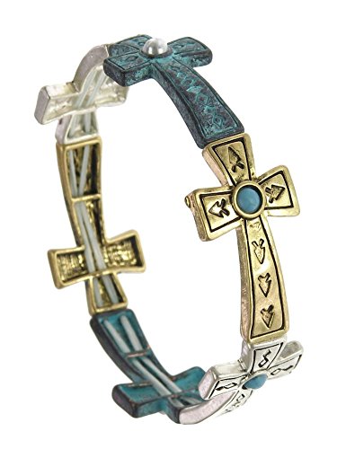 【中古】【未使用・未開封品】マルチトーンアンティーク素朴なストレッチクロスブレスレット