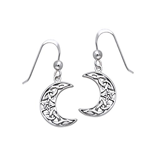 ジュエリートレンドスターリングシルバーケルトノットCrescent Moon and Star Pentacleダングルイヤリング