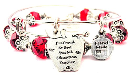 【中古】【未使用・未開封品】ChubbyChicoCharms I ' m Proud To Be A特別な教育先生Crimsonレッドクリスタルブレスレット調...