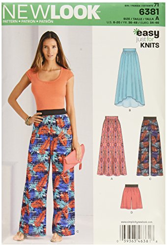 【中古】【未使用・未開封品】New Look 6381 ミセスニットスカートとパンツまたはショーツの裁縫キット サイズA (8-10-12-14-16-18-20)