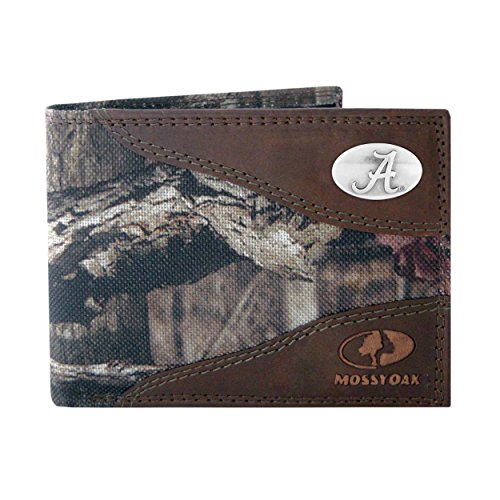 yÁzygpEJiz(Alabama Crimson Tide, One Size, Camo) - ZEP-PRO NCAA Mens Mossy Oak Nylon and Leather Passcase Concho Wallet