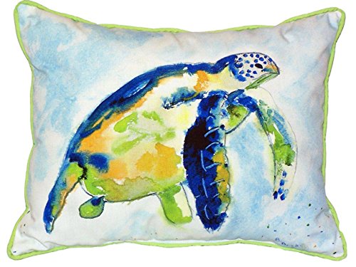 【中古】【未使用・未開封品】Betsy Drake Blue Sea Turtleインドア/アウトドア枕、16?" x 20?"