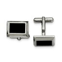 【中古】【未使用・未開封品】Black Bow Jewelry メンズ ツートーン ステンレススチール ベベルエッジ 長方形 カフスボタン