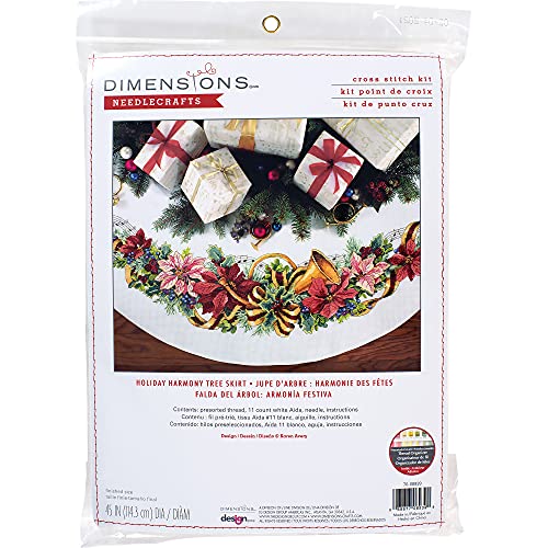【中古】【未使用・未開封品】Dimensions Counted Cross Stitch Kit 45" Round-Holiday Harmony Tree Skirt (11 Count) -70-08939