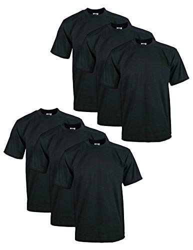 【中古】【未使用・未開封品】Pro Clubメンズパックの6?HeavyweightコットンTシャツ3?x l カラー: ブラック 1