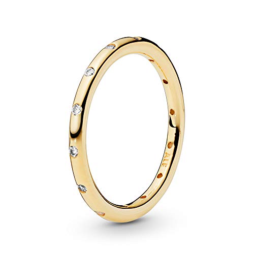 【中古】【未使用 未開封品】PANDORA ジュエリー シンプル スパークリング バンド キュービックジルコニア リング ゴールド 14K, 金属, キュービックジルコニア