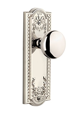 Grandeur Parthenonプレートwith Fifth Avenueノブ、プライバシー???2.375インチ、ポリッシュニッケル