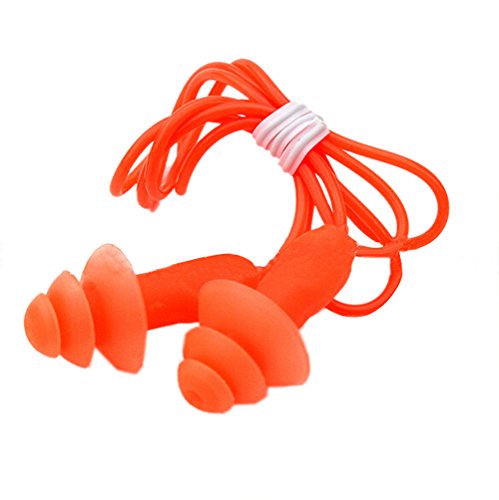 【中古】【未使用・未開封品】(Orange) - Natuworld 5Pcs Multicolor Silicone Gel Corded String Ear Plugs for Swimming