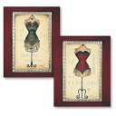【中古】【未使用・未開封品】Taille Deローブ、Lovelyヴィンテージレッドとブラックコルセットビスチェ、測定テープ、2つ11?x 14ポスターPrints