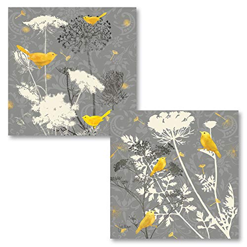 【中古】【未使用・未開封品】グレーMeadowレースI Lovely人気グレーと黄色フィンチセット Two 12x12in..