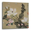 【中古】【未使用・未開封品】3dRose dpp_212680_2 中国製インク絵画 フローラル&バタフライウォールクロック、13 x 13インチ
