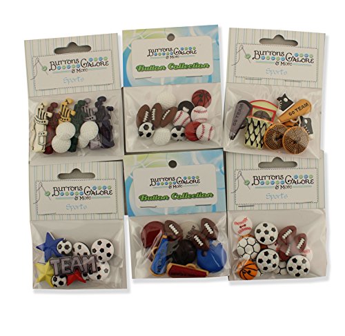 【中古】【未使用・未開封品】Buttons Galore SPORTSGROUP Sports Button Theme Pack - Set of 6 by Bu..
