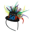 yÁzygpEJiz(50th) - Continuous 50th Birthday Party Fascinator, 1 Piece, Made from Fabric, Multicolor, 30cm x 25cm by Amscan