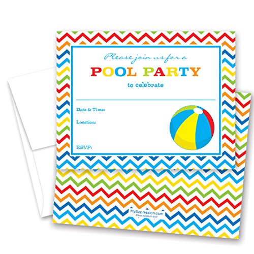 楽天AJIMURA-SHOP【中古】【未使用・未開封品】24 Pool Party Beach Ball Fill-in Kids Birthday Party Invitations