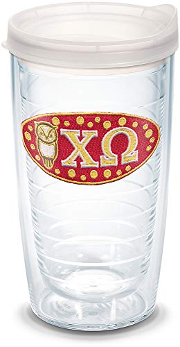 【中古】【未使用・未開封品】Tervis Chi Omega Sorority Tumbler with Clear Travel Lid, 16 oz, Clear by Tervis