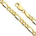 【中古】【未使用・未開封品】The World Jewelry Center 14Kリアルイエローゴールド メンズ 7mm 中空フィガロ 3+1チェーンネックレ...
