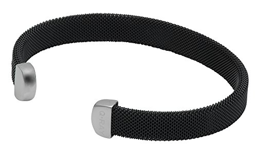 【中古】【未使用・未開封品】Qrayミッドナイトブラックandホワイトステンレススチールメッシュゴルフアスレチックブレスレット(4)