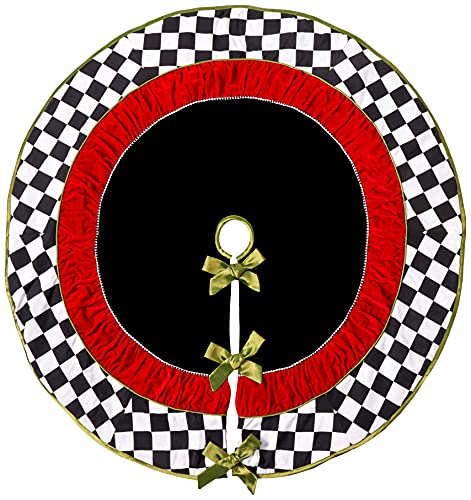 【中古】【未使用・未開封品】Black and White Chequered Fabric Christmas Holiday 130cm Tree Skirt Kurt Adler