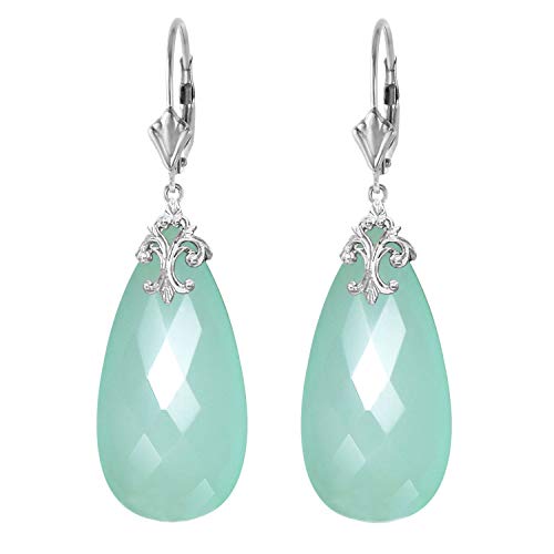 【中古】【未使用・未開封品】K14 White Gold Lever Back Earrings with Briolette 31x16 mm Mint Gree..