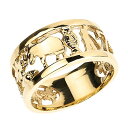 【中古】【未使用・未開封品】Good Luck Charms ソリッド10Kイエローゴールドリング 象 フクロウ 蹄鉄 7 邪眼 クローバーフラワー