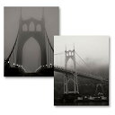 【中古】【未使用・未開封品】2ブラック&ホワイトセントジョンのポートランドBridge At Dawn Two 11x14in Poster Prints